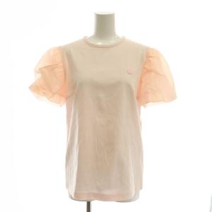 JACQUARD PUFF TEE Tシャツ カットソー 切替 半袖 38 ピンク
