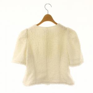 CELFORD ファンシーツイード半袖ジャケット シングル 五分袖 36 S 白 ホワイト