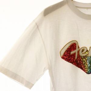 FENDI Tシャツ 半袖 ロゴ レインボースパンコール XS 白 ホワイト FS7011 A5HU