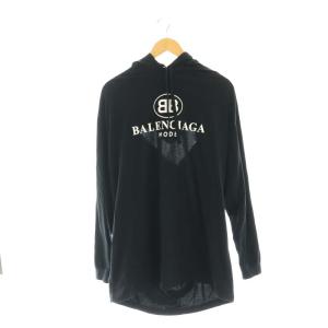 バックオープンデザイン ロゴ パーカー プルオーバー M ブラック