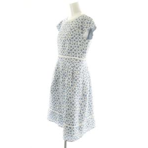TOCCA 23SS PRIMURA LONDE ドレス ワンピース 膝丈 半袖 レース 花柄 6 オフホワイト 青 ブルー