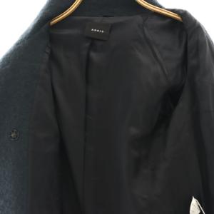 AKRIS モヘア ウール スタンドカラーコート ロング 総裏地 チャコールグレー /MI OS