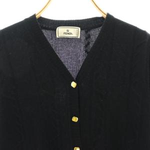 FENDI ニット カーディガン 七分袖 ロング Vネック 黒 ブラック