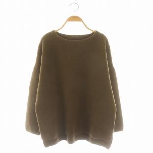 ニット プルオーバー セーター 圧縮ウール カシミヤ混 茶 ブラウン