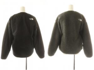 THE NORTH FACE リバーシブルエクストリームパイルカーディガン ノーカラー ジップアップ XS 黒 グレー ブラック NP72334