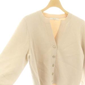 ANAYI 23AW ビジュー釦キーネック カーディガン ニット 長袖 38 ピンクベージュ
