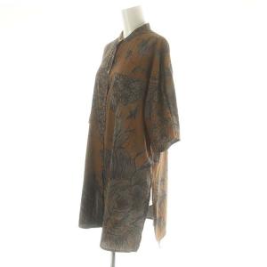 Ameri VINTAGE × ケイタマルヤマ KEITAMARUYA 23SS WIDE SHIRT シャツ 総柄 半袖 F 茶 ブラウン グレー