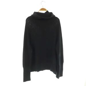 Y's ウール ビッグカラー カーディガン 長袖 2 M 黒 ブラック
