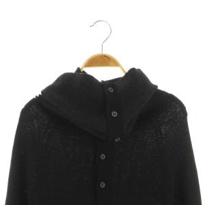 Y's ウール ビッグカラー カーディガン 長袖 2 M 黒 ブラック