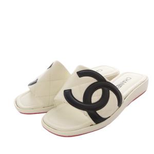 CHANEL カンボンライン サンダル ココマーク 37.5 ホワイト