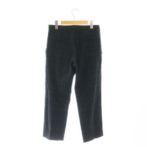 Y's ヨウジヤマモト チェック パンツ テーパード クロップド ウール混 38 黒 緑 紺