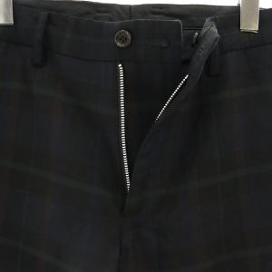 Y's ヨウジヤマモト チェック パンツ テーパード クロップド ウール混 38 黒 緑 紺