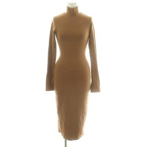 ハイネック ロングタイトワンピース 長袖 0 茶 ブラウン