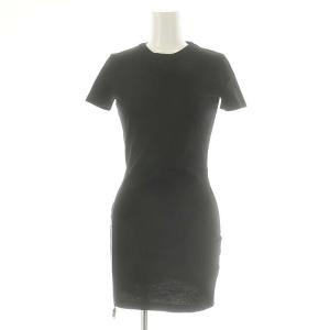 ファスナースリット タイトミニワンピース 半袖 コットン XS 黒 ブラック S75CV0334
