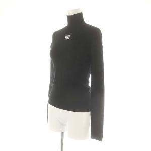 alexanderwang ハイネック ロゴ リブニットトップス セーター 長袖 黒 ブラック