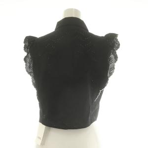 SNIDEL 23SS ロップドスカラフリルブラウス ノースリーブ ショート丈 F 黒 ブラック