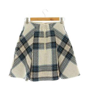 SNIDEL 22AW ロービングチェックミニスカート フレア ウール混 1 アイボリー 黒 青