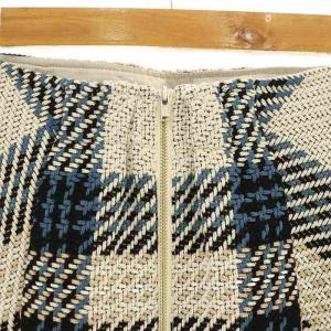 SNIDEL 22AW ロービングチェックミニスカート フレア ウール混 1 アイボリー 黒 青