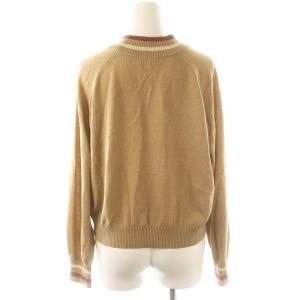 BLUE LABEL CRESTBRIDGE チェック ジャカード ニット スカート セットアップ セーター 長袖 プルオーバー フレア ロング丈 マキシ丈 38 M ベージュ