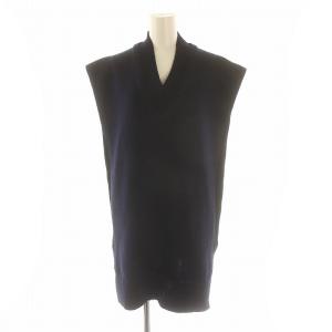 23AW ウールリネンタバード ニット ベスト  S ネイビー