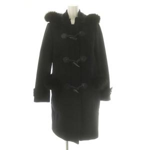 カシミヤメルトンコート ダッフル アウター トグルボタン フード付き ウール 38 M 黒 ブラック /YQ