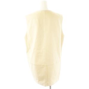 6 ROKU BEAUTY&YOUTH レザーベスト LEATHER VEST Vネック 36 S ベージュ /YQ OS