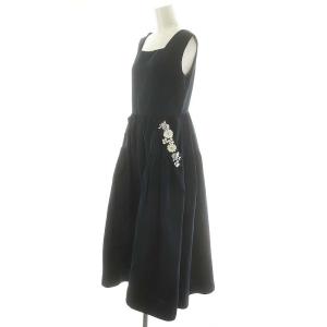 Chesty 22SS ビジュー スクエアネックワンピース ロング マキシ丈 ノースリーブ 0 紺 ネイビー