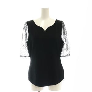 24AW マットレーヨンストレッチ パフスリーブプルオーバー ニット カットソー 切替 F 黒 ブラック