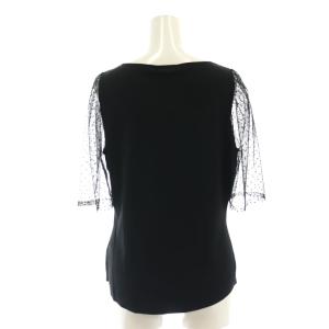 DES PRES 24AW マットレーヨンストレッチ パフスリーブプルオーバー ニット カットソー 切替 F 黒 ブラック