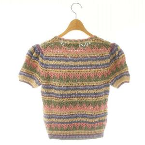 POLO RALPH LAUREN クロシェニット セーター 半袖 コットン XS マルチカラー