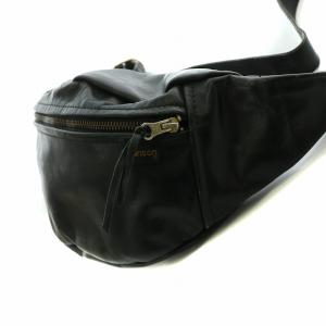 vanson Leathers ボディバッグ ウエストバッグ レザー ロゴ 刺繍 黒 ブラック