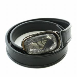 サークルバックルベルト レザー ロゴ ストーン装飾 52 黒 ブラック /BB OF