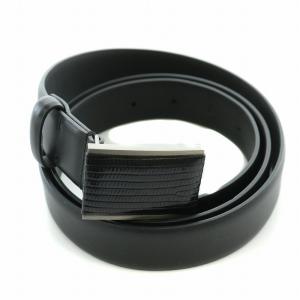 型押しスクエアバックルベルト レザ? 切替 54 黒 ブラック /BB AD OF