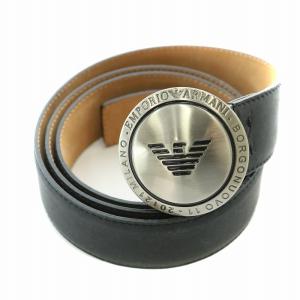 ロゴ サークルバックル ヌバックレザーベルト 54 黒 ブラック