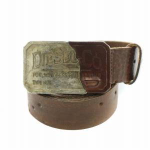 バッグルベルト レザー ロゴ スクエア 100/40 茶 ブラウン /BB AD OF