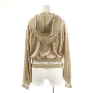 FOXEY NEW YORK ロゴテープベロアジップパーカー フード 40 ベージュ 41474