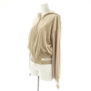 FOXEY NEW YORK ロゴテープベロアジップパーカー フード 40 ベージュ 41474