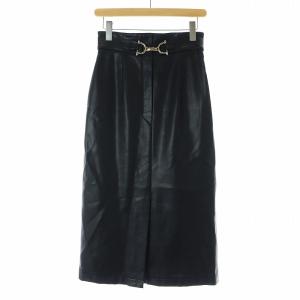 フェイクレザースカート タイト マキシ ロング 38 M 黒 ブラック 0322421115