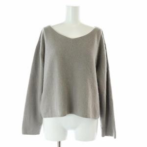 フラッフィーヤーン ボートネックプルオーバー ニット セーター 長袖 ショート丈 ウール S グレー /AT
