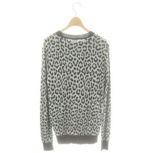WACKO MARIA LEOPARD CREWNECK SWETER ニット ウールシルク混 カットソー 長袖 レオパード柄 S グレー 黒 水色