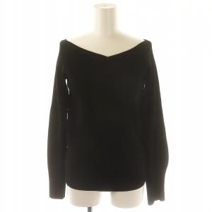 24AW ワイドVネックプルオーバー ニット カットソー 長袖 黒 ブラック /MI OS