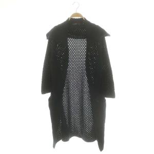 コットンニット ロングカーディガン M ネイビー