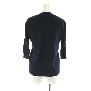 JIL SANDER ウールカシミヤ ニット Vネック カットソー 五分袖 34 紺 ネイビー