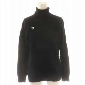 ゴルフ カシミヤタッチ コットンタートルネックニット カットソー 長袖 1 黒 白 ブラック ホワイト