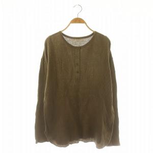 ワッフルTシャツ ヘンリーネック 長袖カットソー モカ /DF OS