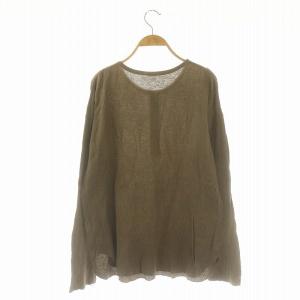 Deuxieme Classe ワッフルTシャツ ヘンリーネック 長袖カットソー モカ /DF OS