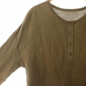 Deuxieme Classe ワッフルTシャツ ヘンリーネック 長袖カットソー モカ /DF OS