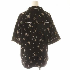 SNIDEL ホーム HOME ジャガードサテンパイピング 開襟シャツ&ショートパンツ セットアップ 上下 パジャマ ナイトウェア F 黒