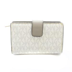 MICHAEL KORS JET SET TRAVEL ビルフォールド 二つ折り財布 ロゴ プレート 総柄 白 ホワイト