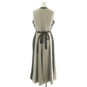 SNIDEL 24SS サイドプリーツバイカラーワンピース ロング ノースリーブ 00 グレー 黒 ブラック